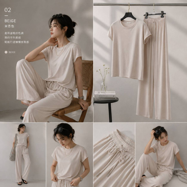 【預購】新款莫代爾春夏涼感睡衣套裝(4色)