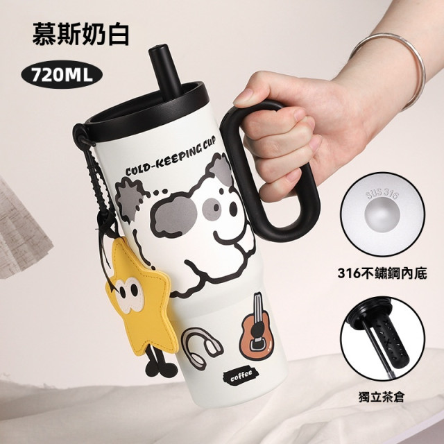 【預購】316大容量可愛汽車杯保温杯貼紙掛飾720ML