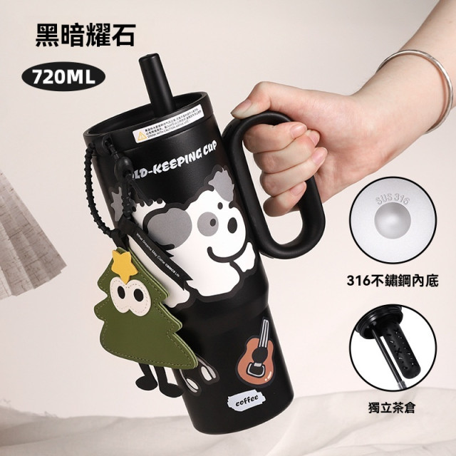 【預購】316大容量可愛汽車杯保温杯貼紙掛飾720ML