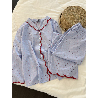 【預購】甜美高級感波點休閒長袖睡衣(S-4XL)