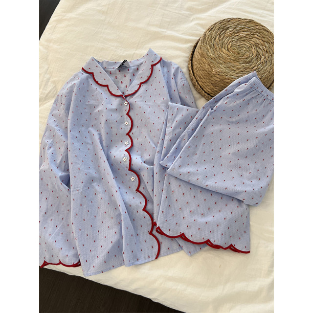 【預購】甜美高級感波點休閒長袖睡衣(S-4XL)