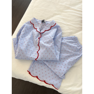 【預購】甜美高級感波點休閒長袖睡衣(S-4XL)