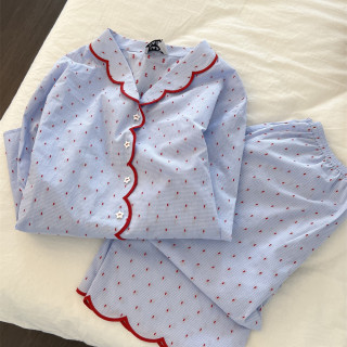 【預購】甜美高級感波點休閒長袖睡衣(S-4XL)