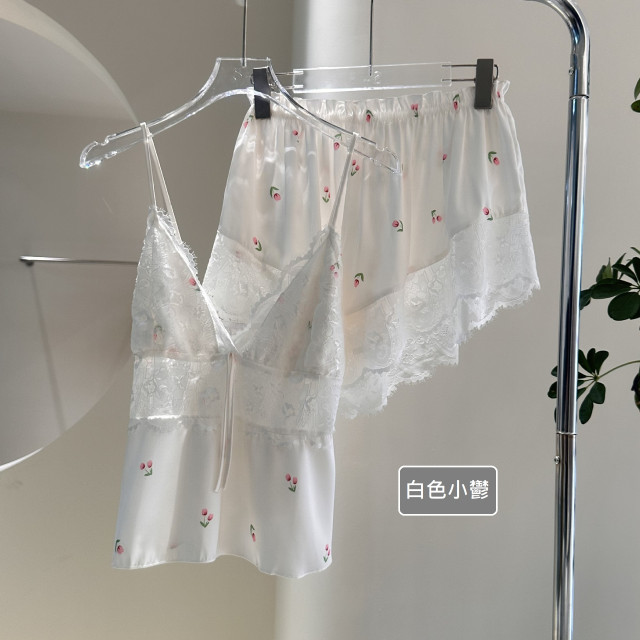 【預購】冰絲純欲吊帶短褲家居服套裝(4款)