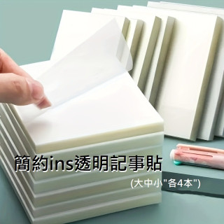 【預購】簡約ins透明記事貼 (大中小各4)