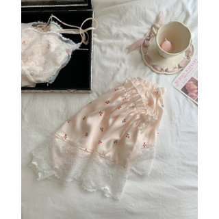 【預購】夏季少女純欲吊帶短褲家居服-紅櫻桃