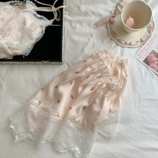 【預購】夏季少女純欲吊帶短褲家居服-紅櫻桃