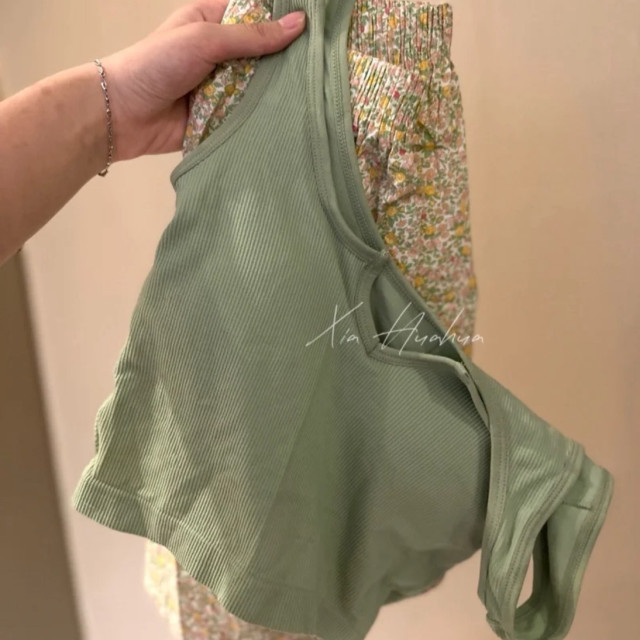【預購】小碎花帶胸墊無袖短褲家居服(5色)