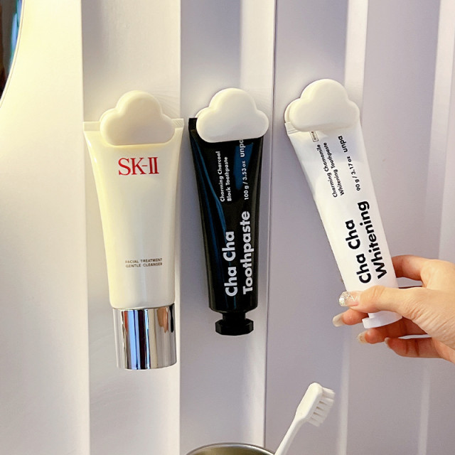 【預購】雲朵造型壁掛式牙膏洗面乳夾3入組