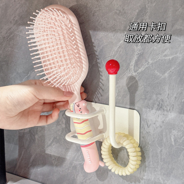 【預購】髮飾梳子免打孔收納架