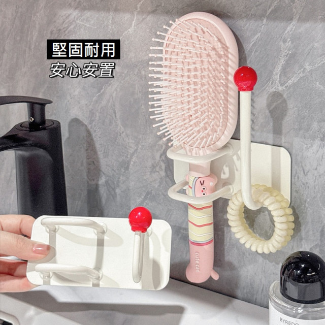 【預購】髮飾梳子免打孔收納架