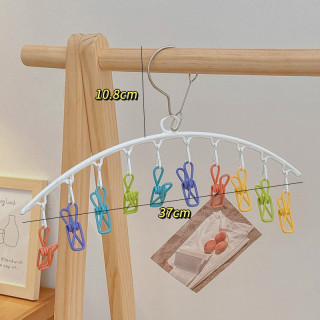 【預購】無痕固定防風夾晾衣架(彩色-10夾)2入組