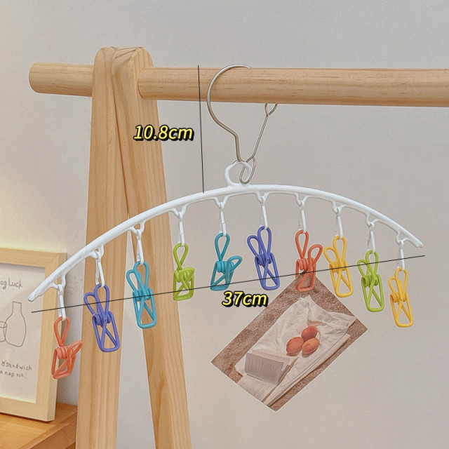 【預購】無痕固定防風夾晾衣架(彩色-10夾)2入組