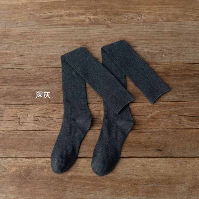 【預購】ins日系雙針過膝長襪純色2入/組