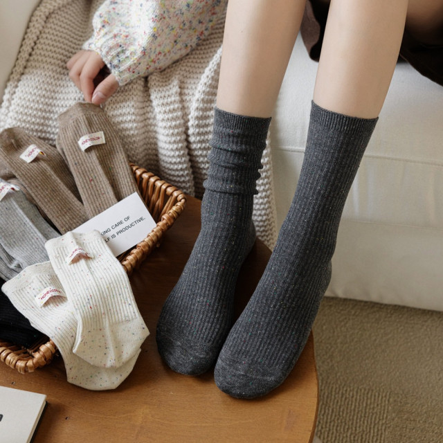 【預購】秋冬季美拉德堆堆襪中筒(5色/組)