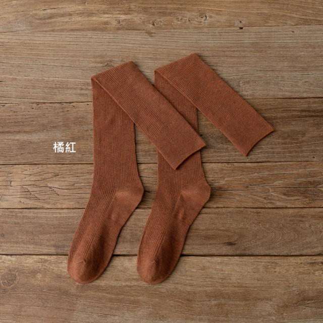 【預購】ins日系雙針過膝長襪純色2入/組