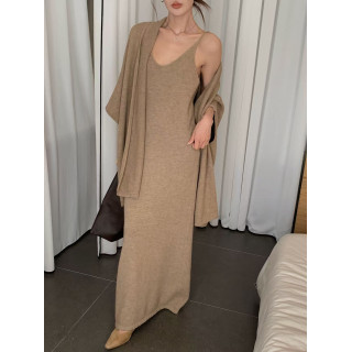 【預購】法式慵懶風針織披肩吊帶裙兩件套