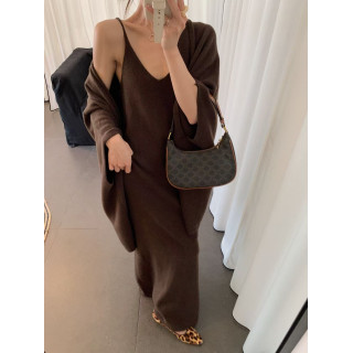 【預購】法式慵懶風針織披肩吊帶裙兩件套