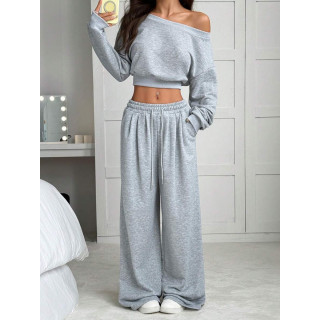 【預購】時尚短版上衣修身休閒長褲套裝(3色)