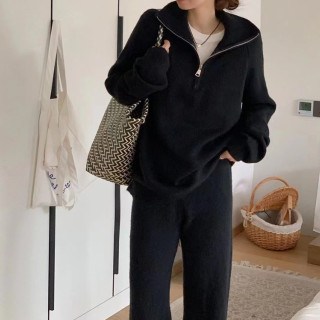 【預購】新款寬鬆顯瘦針織闊腿長褲套裝(5色)