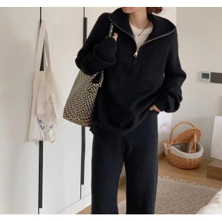 【預購】新款寬鬆顯瘦針織闊腿長褲套裝(5色)