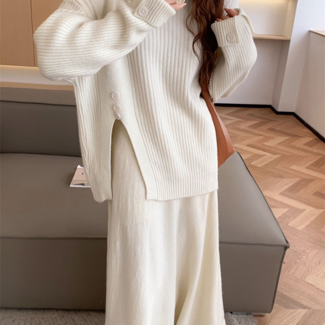 【預購】慵懶風毛衣套裝裙(8色)