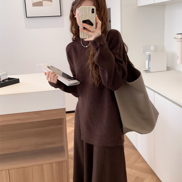 【預購】慵懶風毛衣套裝裙(8色)