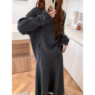 【預購】慵懶風毛衣套裝裙(8色)