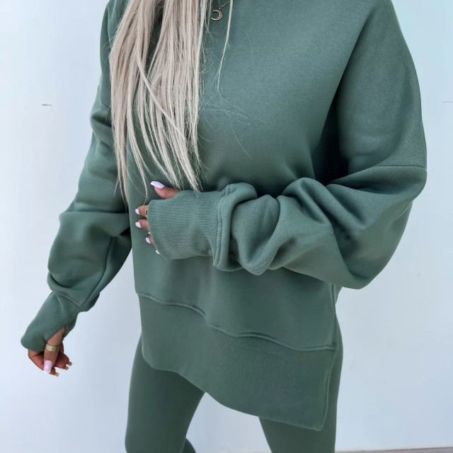 【預購】長袖衛衣+高腰緊身褲套裝(三色)