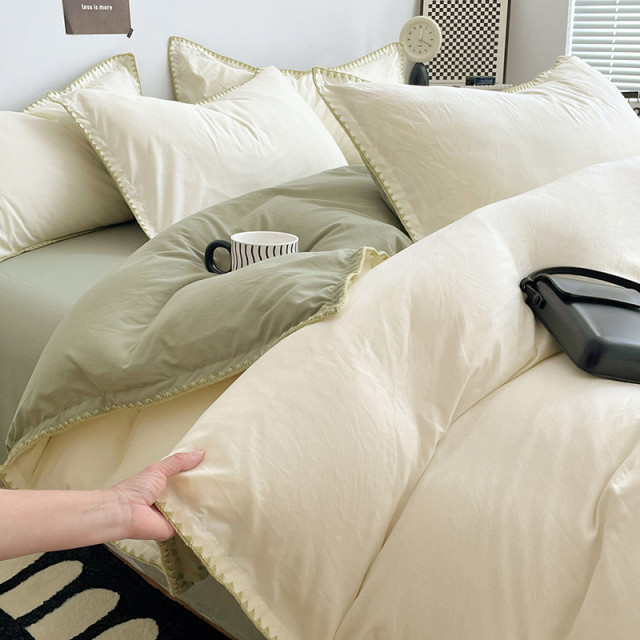 【預購】輕奢貝殼邊水洗棉四件套