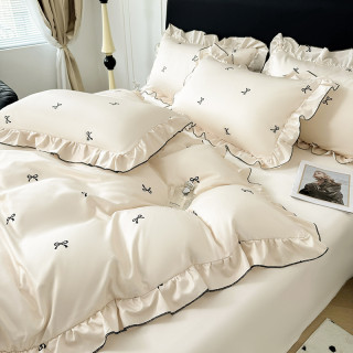 【預購】韓版公主花邊冰絲床單四件組