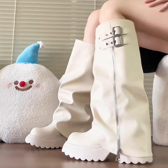 【預購】厚底增高辣妹大頭褲型靴