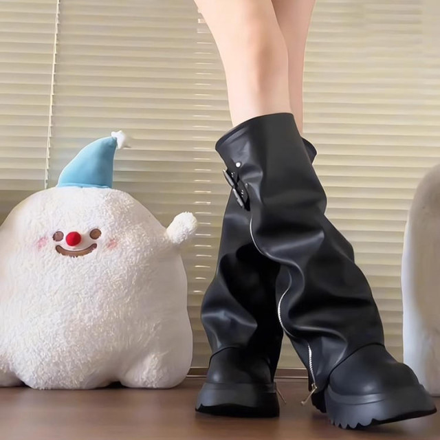 【預購】厚底增高辣妹大頭褲型靴