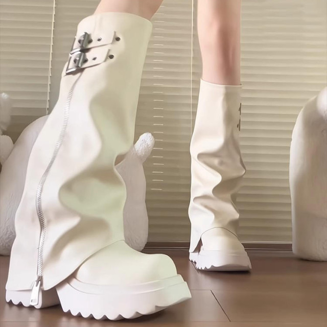 【預購】厚底增高辣妹大頭褲型靴