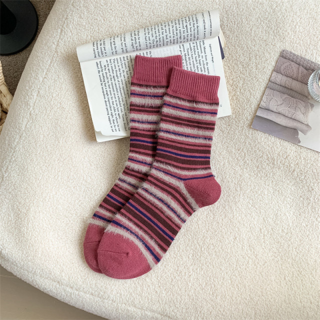 【預購】仿貂絨秋冬保暖中筒襪(5入組)