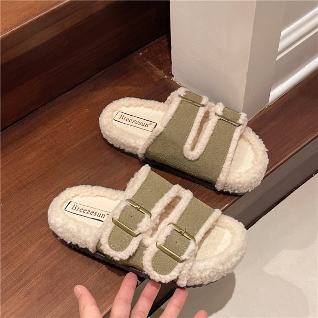 【預購】日系氣質感羔毛拖鞋(3色)