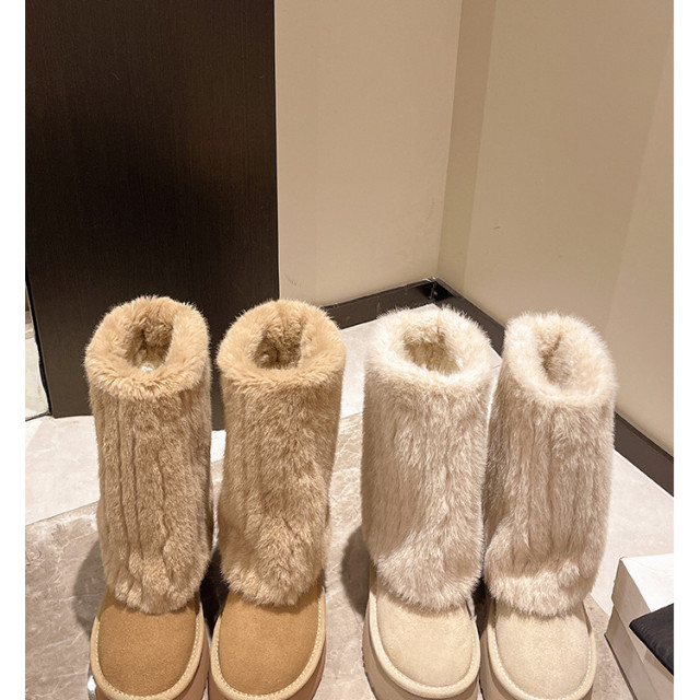 【預購】加絨加厚褲管毛毛雪靴