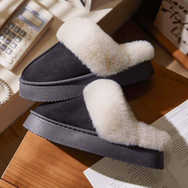 【預購】厚底防滑加絨毛毛半拖