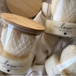 【預購】愛心玫瑰玻璃杯香氛蠟燭