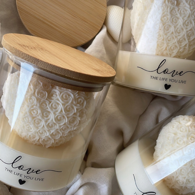 【預購】愛心玫瑰玻璃杯香氛蠟燭