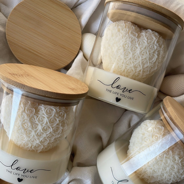 【預購】愛心玫瑰玻璃杯香氛蠟燭