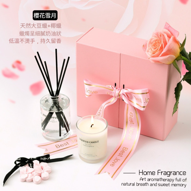 【預購】櫻花香薰禮盒組(英國梨小蒼蘭+櫻花青酒香)