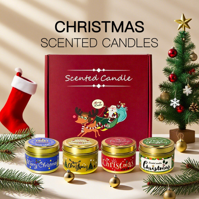 【預購】聖誕節日鐵罐香燭4入禮盒