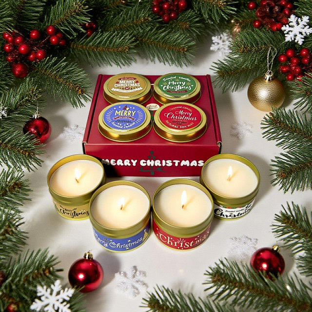 【預購】聖誕節日鐵罐香燭4入禮盒