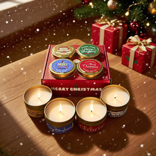 【預購】聖誕節日鐵罐香燭4入禮盒
