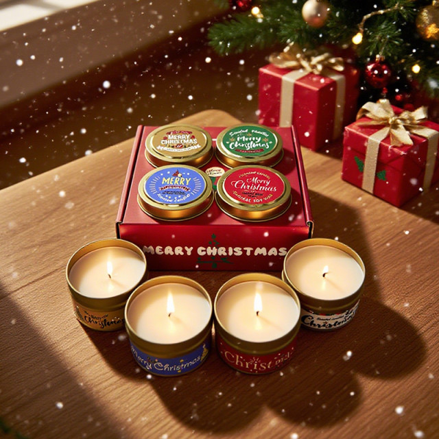 【預購】聖誕節日鐵罐香燭4入禮盒