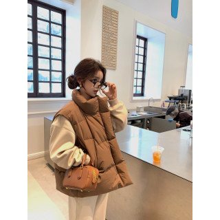 【預購】立領寬鬆羽絨棉背心(3色)