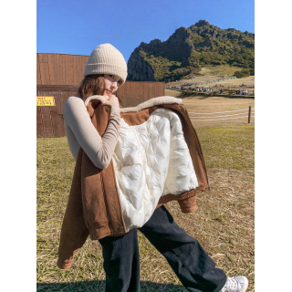 【預購】美拉德白鴨絨韓系麂皮外套