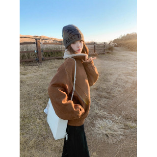 【預購】美拉德白鴨絨韓系麂皮外套