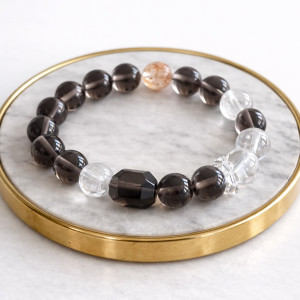 【預購】輕奢手串 - 白水晶茶晶12mm